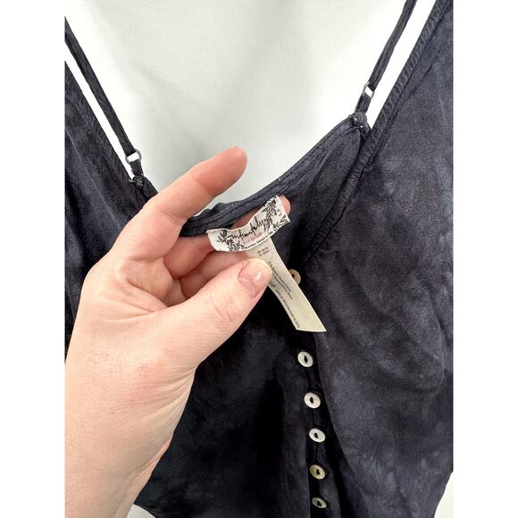 FREE PEOPLE Intimately Walkabout Tie Dye Romper Short Jumpsuit Washed Black S - Picture 6 of 10